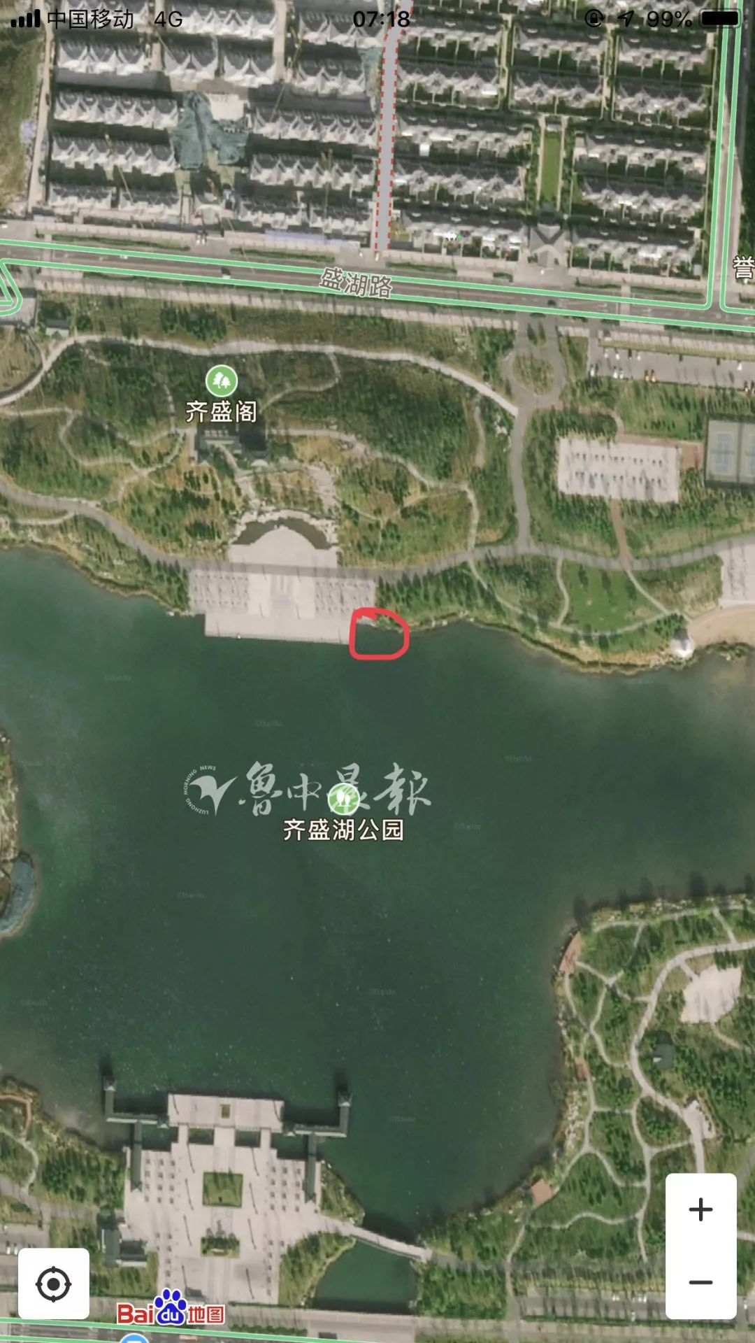 今天淄博齐盛湖公园打捞起一女子已无生命体征