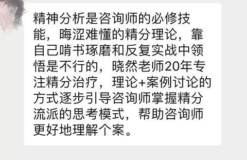 这是一个地面的精神分析培训课程 这是成为一个精神分析师的必经之路