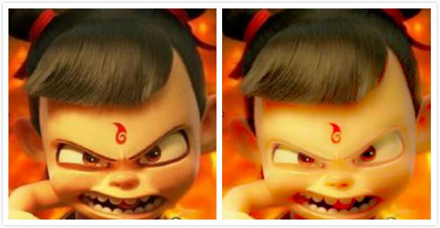 原创烟熏妆没了哪吒突然变软萌哪吒卸妆前后的图集30张