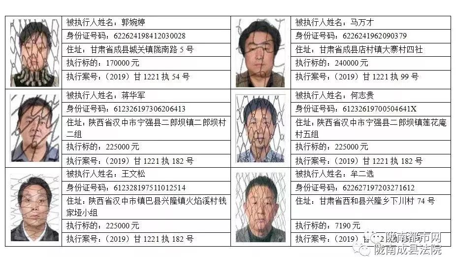 失信黑名單隴南法院關於公佈失信被執行人名單限制高消費名單的公告