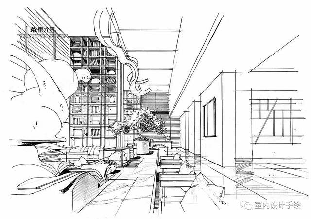 手繪一組室內工裝線稿手繪分享