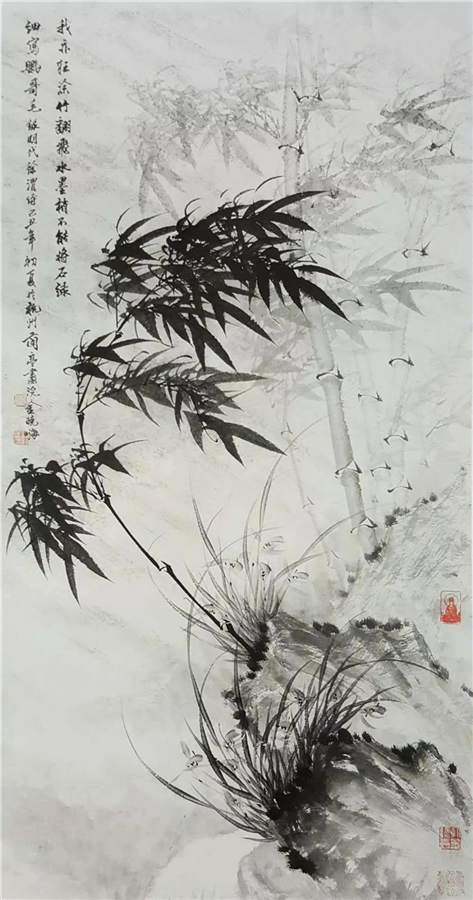 著名国礼画家金晓海笔下的竹,千姿百态,禅意十足