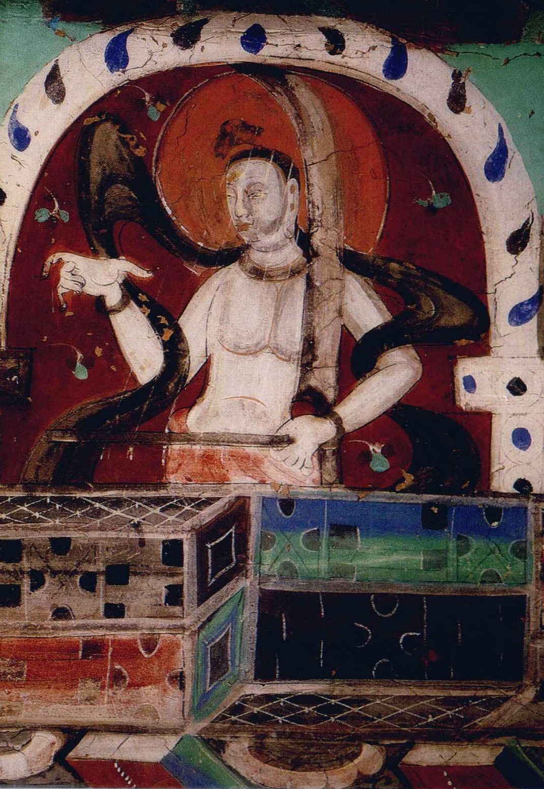 西魏-288窟-天宫伎乐第7组(西壁)-2:箜篌西魏-288窟-天宫伎乐第8组(西