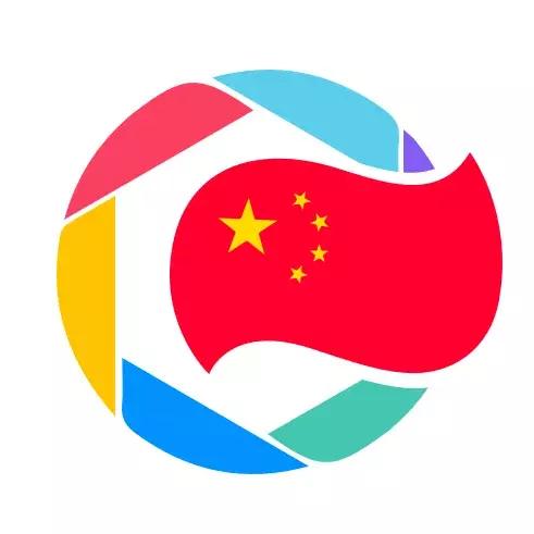 圆形中国国旗 矢量图图片