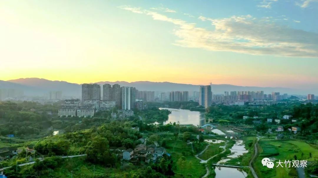 航拍大竹投资3000万湿地公园美爆了