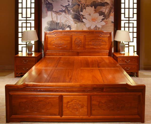 国寿红木床图片