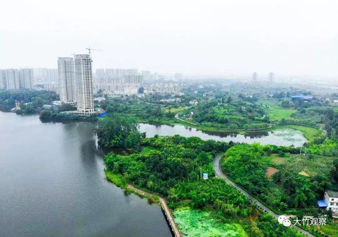 航拍大竹投资3000万湿地公园美爆了