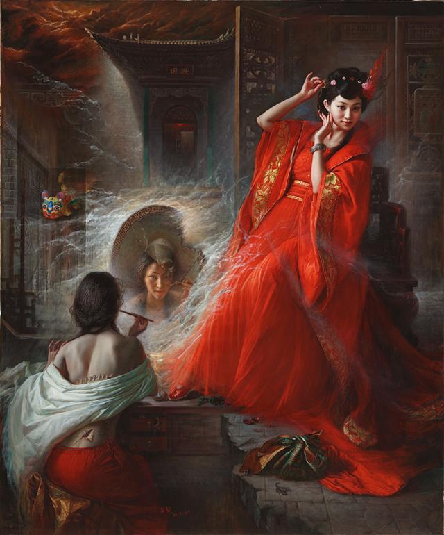 美女画家用油画描绘出最妖艳性感的聊斋女郎