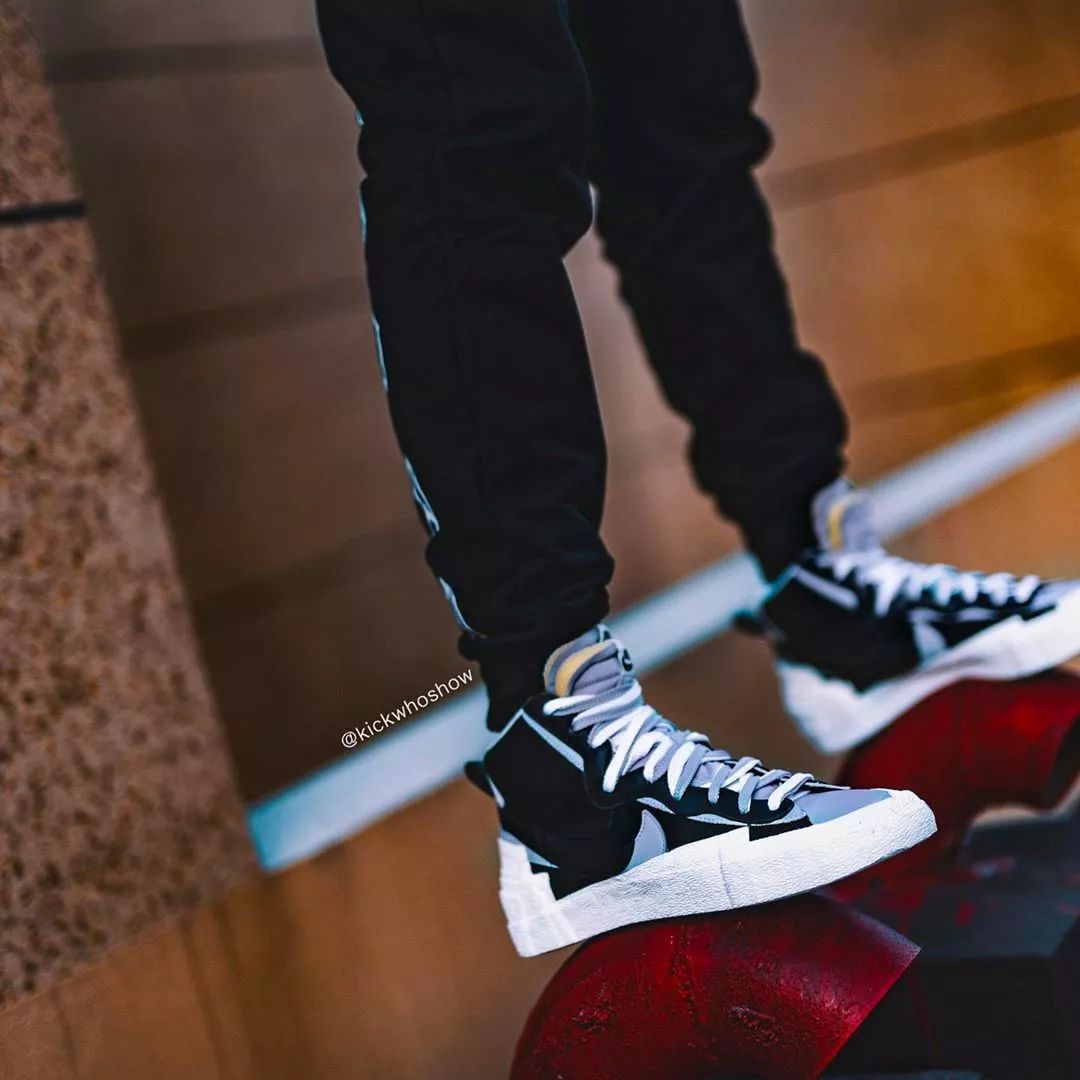 超酷的黑白灰这双sacaixnikeblazer上脚真有点帅