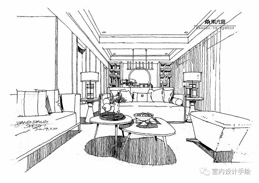 手绘一组室内工装线稿手绘分享