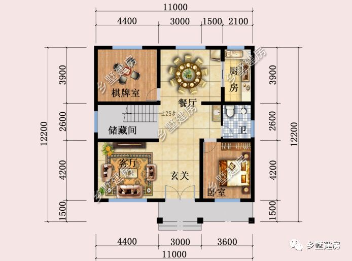 11x12米别墅户型图图片