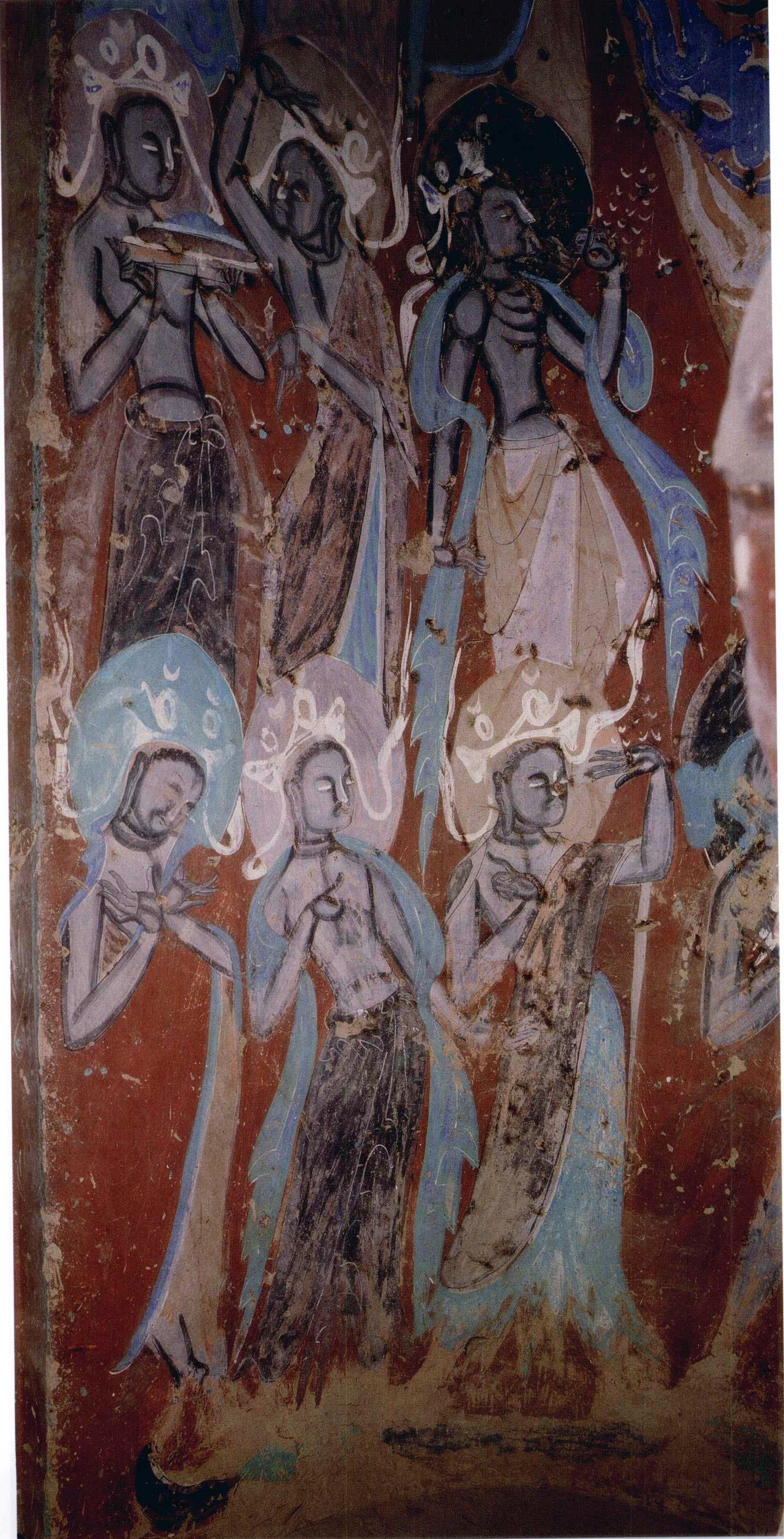 敦煌石窟西魏249窟1主龛绘塑南北壁说法图与天宫伎乐高清大图