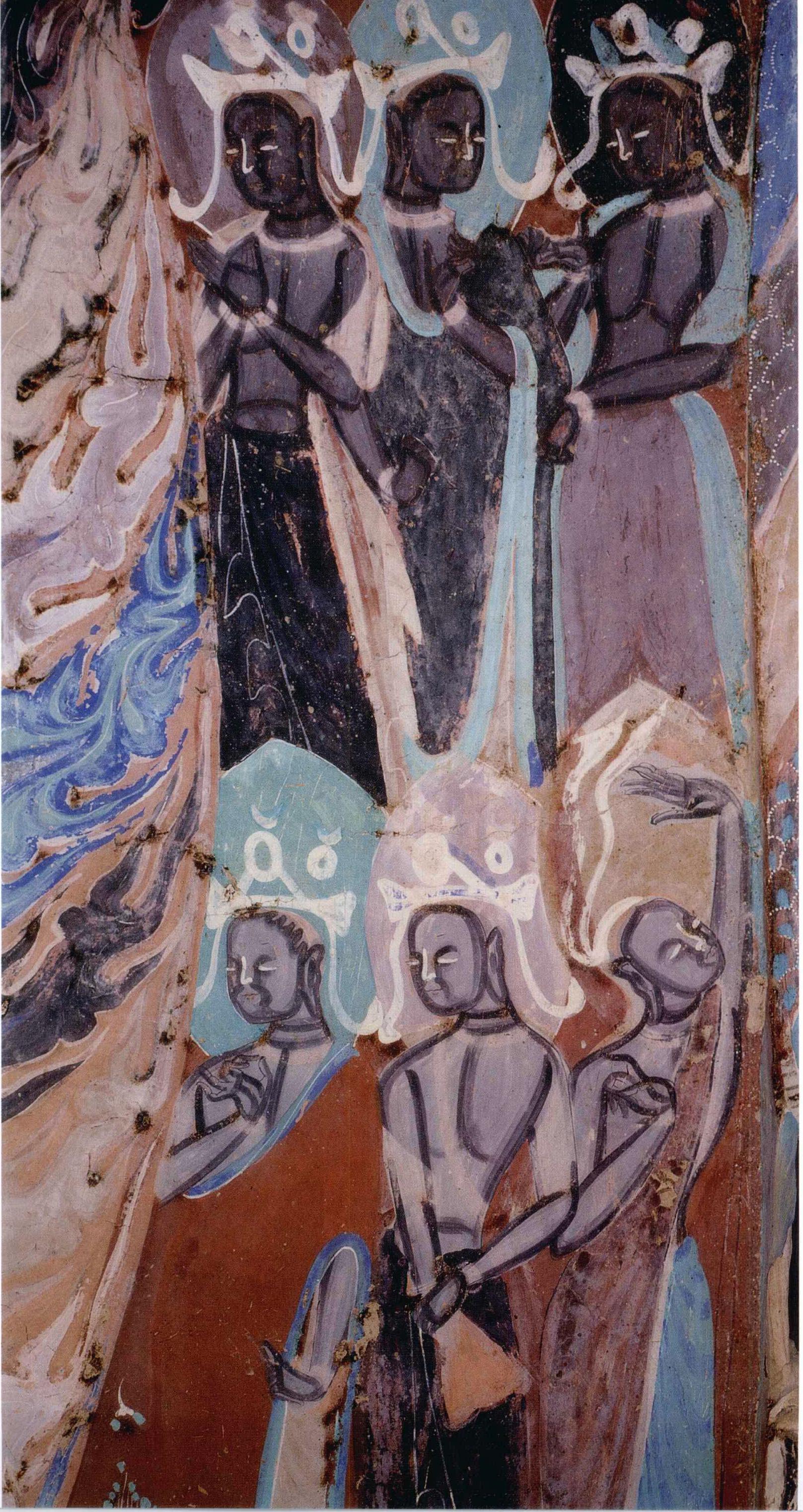 敦煌石窟西魏249窟1主龛绘塑南北壁说法图与天宫伎乐高清大图