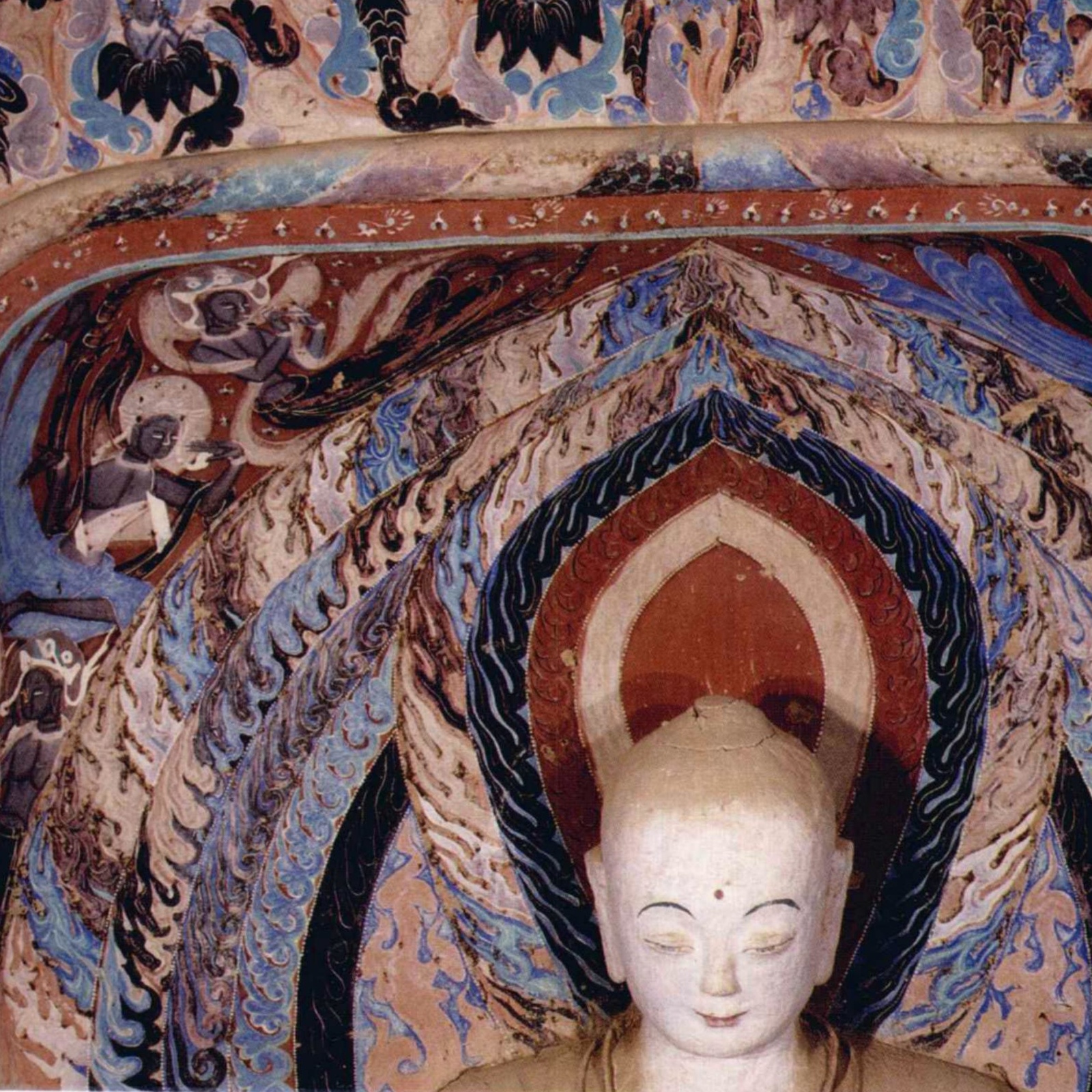 敦煌石窟西魏249窟1主龛绘塑南北壁说法图与天宫伎乐高清大图