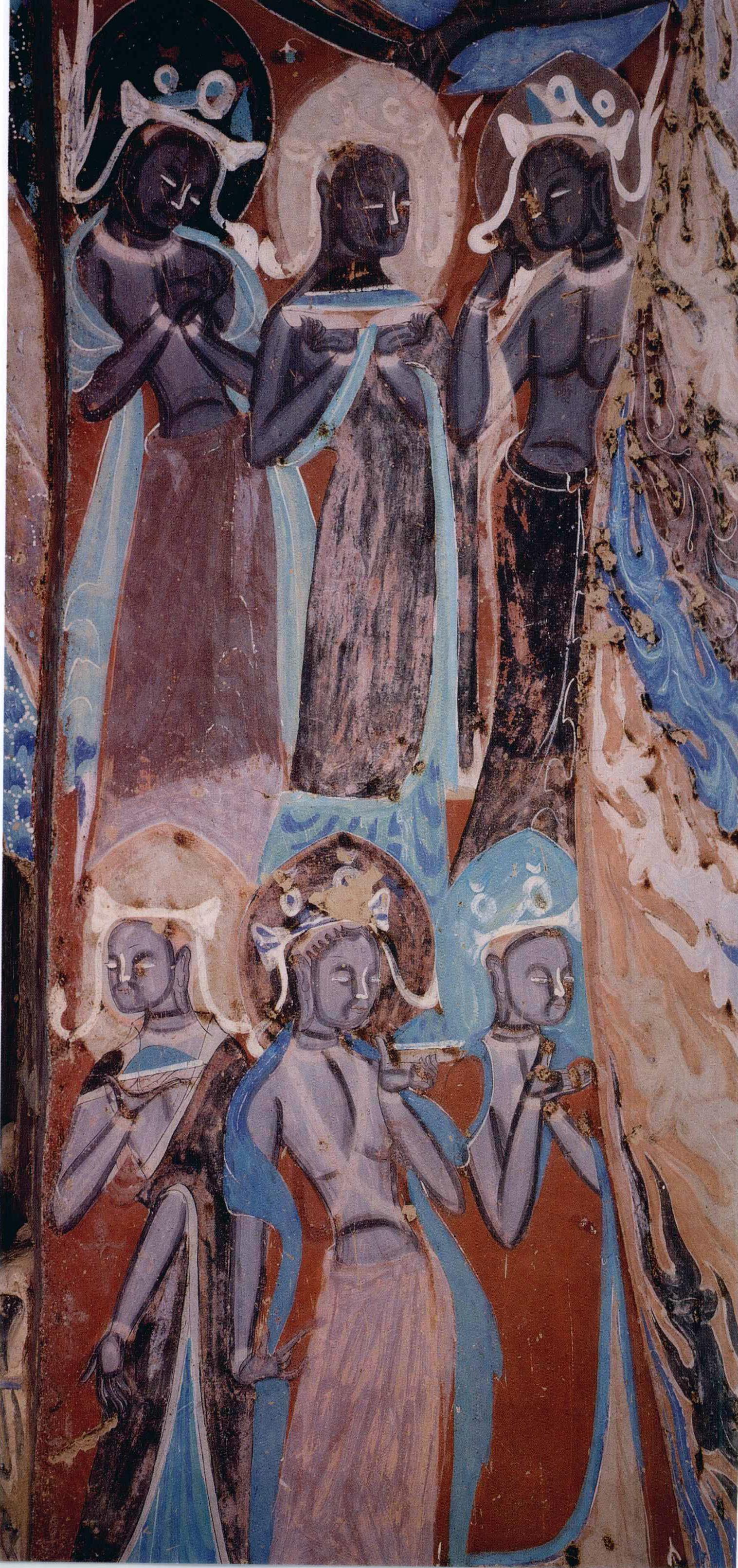 敦煌石窟西魏249窟1主龛绘塑南北壁说法图与天宫伎乐高清大图