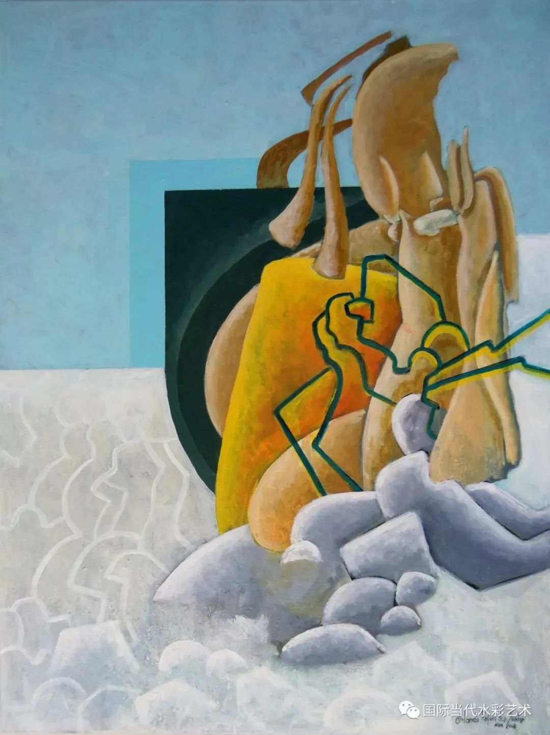 单虹水彩课堂516期巴西抽象水彩大师奥兰多拉斐尔多斯桑托斯