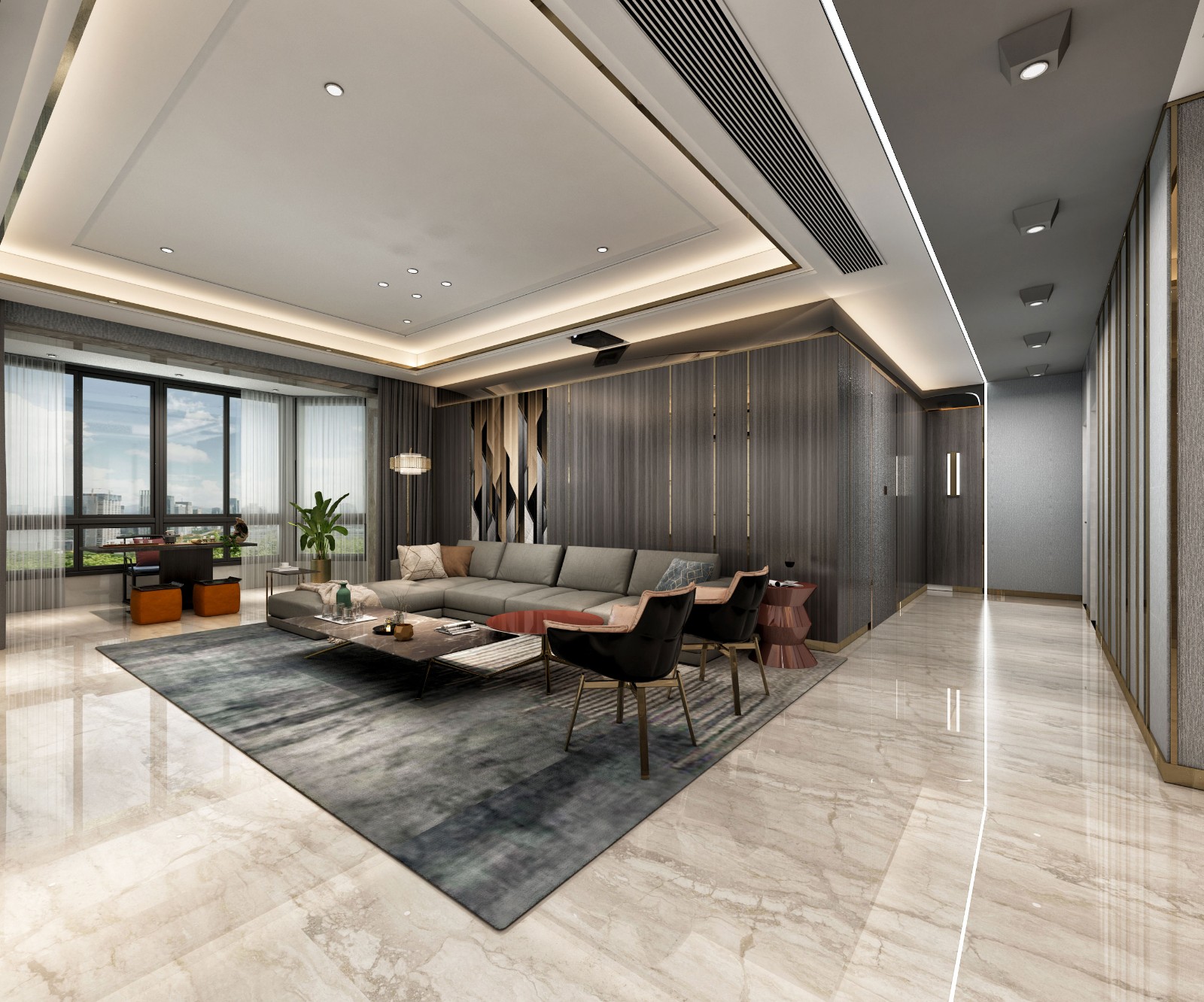 现代轻奢风格装修效果图 榆次晋园小区 253平米装修案例