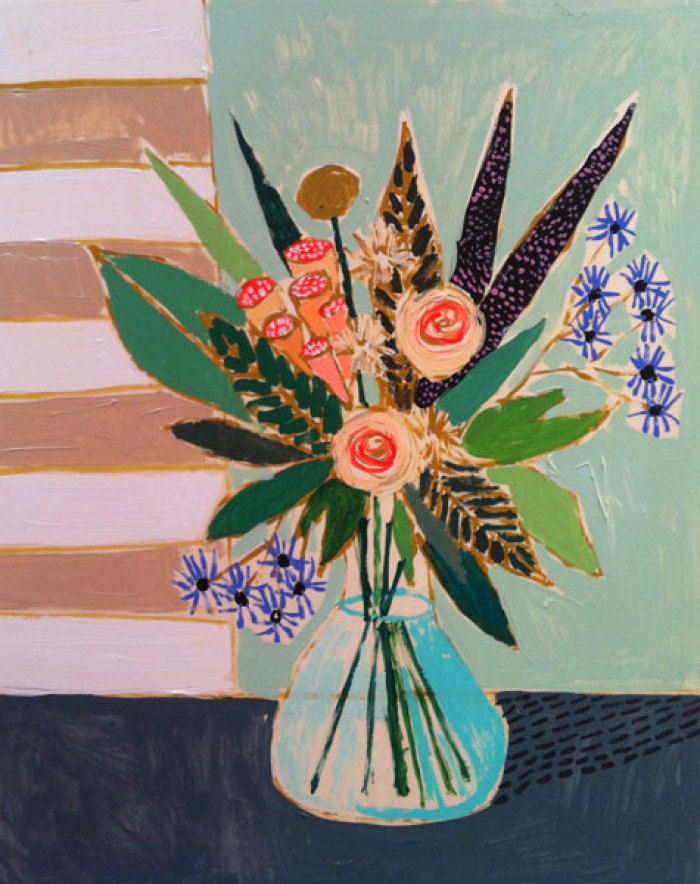 油画《瓶花印象》:稚拙本真,闲情之趣