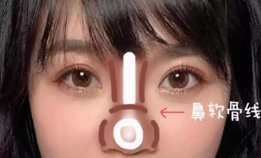 扁平鼻重点在削弱鼻头圆顿感,阴影向中间打凹陷的曲线,打造挺拔秀丽的