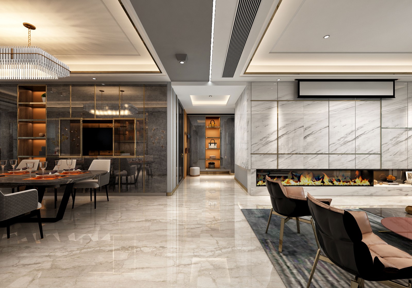 现代轻奢风格装修效果图 榆次晋园小区 253平米装修案例