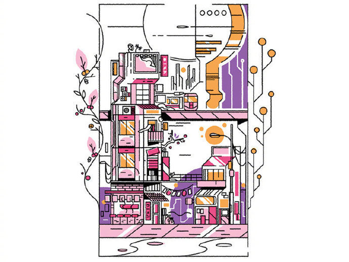 一组线条风插画设计王氏教育