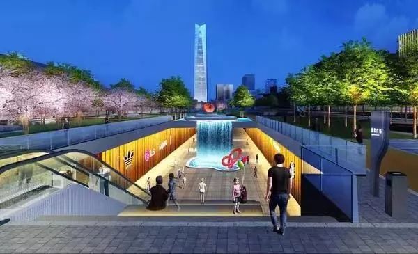 在ccd大街的一个下沉广场上,记者看到施工人员正在进行广场防腐木的