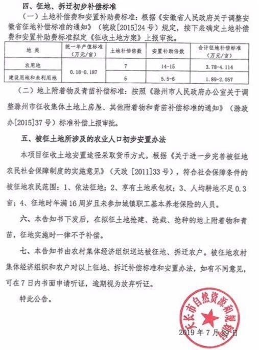 拟征土地位置天长市万寿镇忠孝村,石梁镇石街社区,大通镇街南村,天长