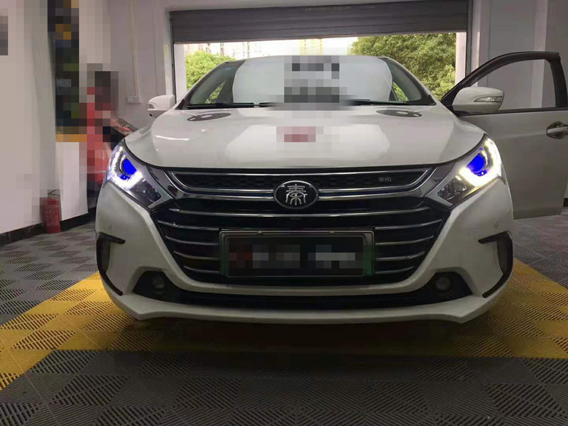 比亚迪秦大灯升级立盯led双光透镜