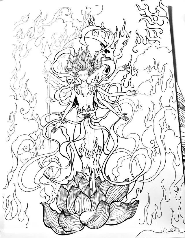 哪吒之魔童降世海报线描插画手绘教程