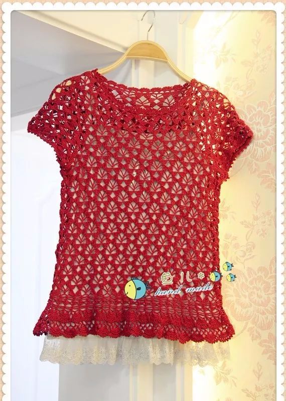 这钩短袖美衣的花样真漂亮成品超赞