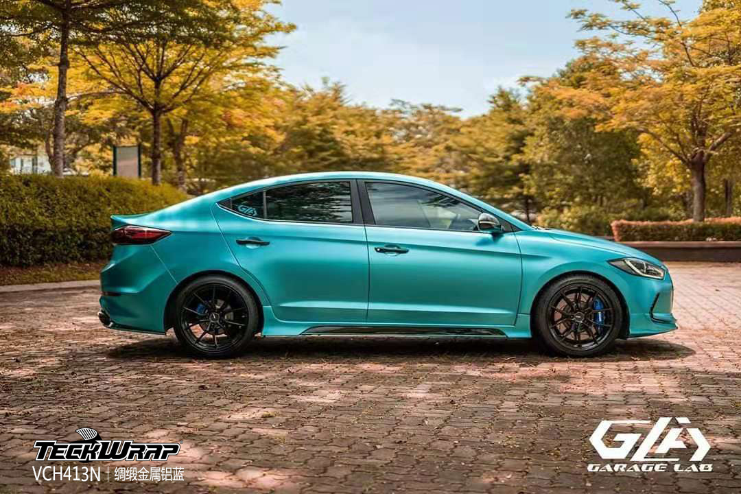 不潮不出街的tcekwrap贴膜,这次是绸缎金属铝蓝的现代领动(vch413n)