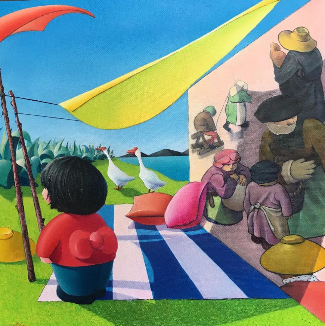 《明媚中飘来一缕勃鲁盖尔》 bruegel under sunshine布面油画 oil on