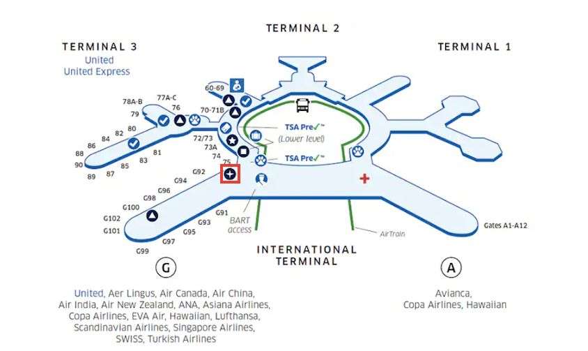 旧金山国际机场地图图片