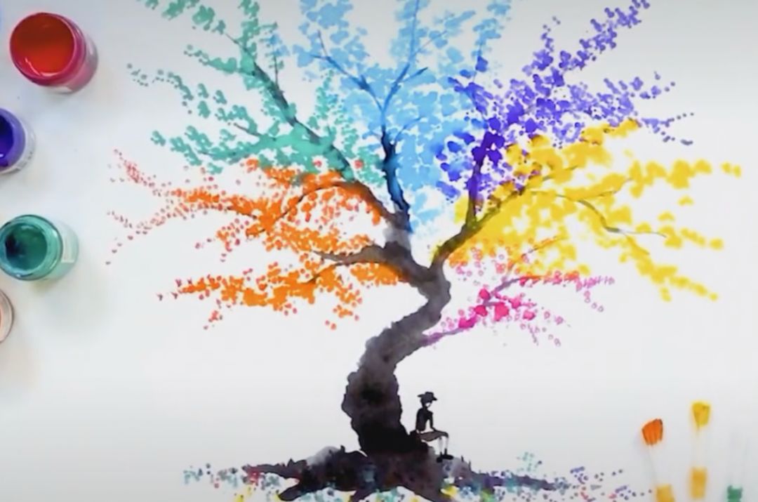 创意手工棉签点燃的水粉烟花美翻了