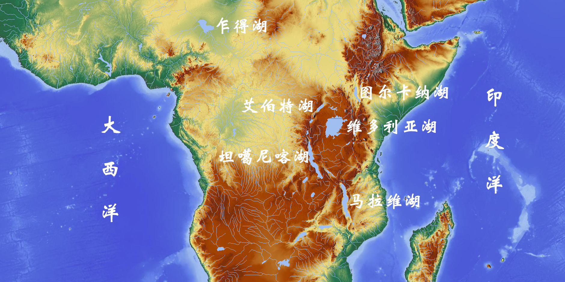 非洲湖泊分布图图片