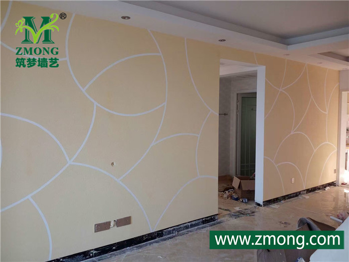 乳胶漆硅藻泥几何图形电视墙的施工方法