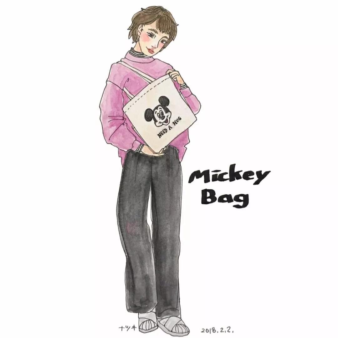 日本插画师natsuki以独特的手绘风画出日本女生的时尚穿搭和男女甜蜜