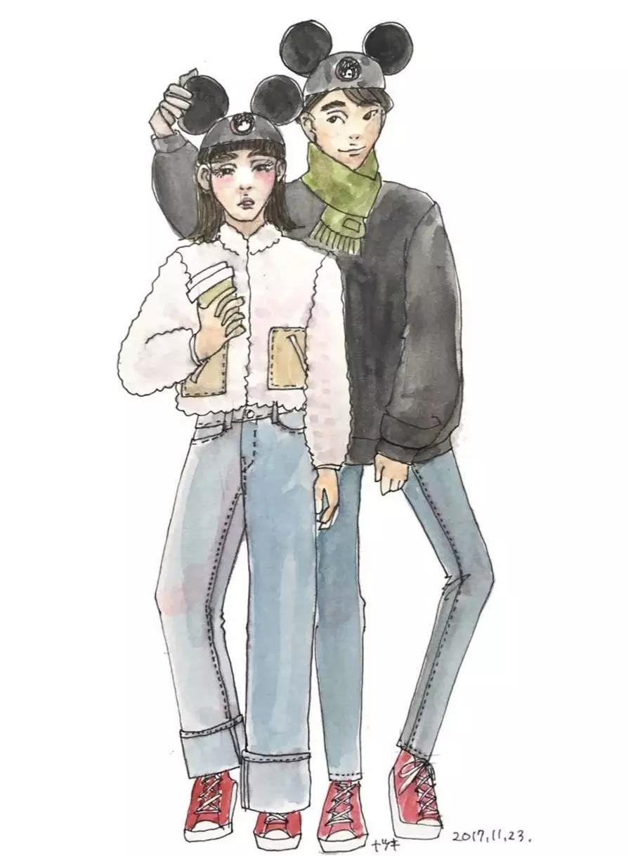 日本插画师natsuki | 以独特的手绘风画出日本女生的时尚穿搭和男女