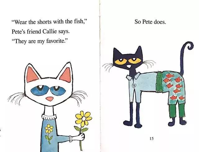 英文有声绘本petethecattoocoolforschool皮特猫之花枝招展去上学