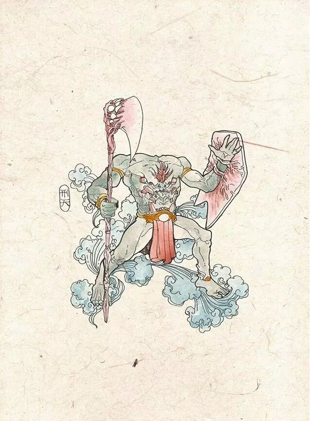 刑 天夜叉是印度神话传入我国后中国化的妖怪,《传异记》中有关于夜叉