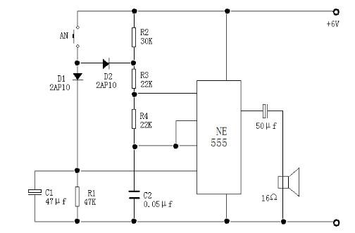 变音门铃由ne555构成的多谐振荡器组成.