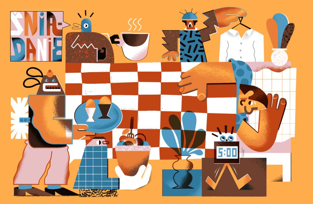 插画夸张的解构时尚的混搭