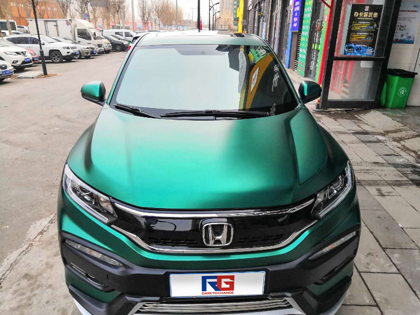 本田xrv车身改色电光祖母绿rg瑞集改色膜总店出品