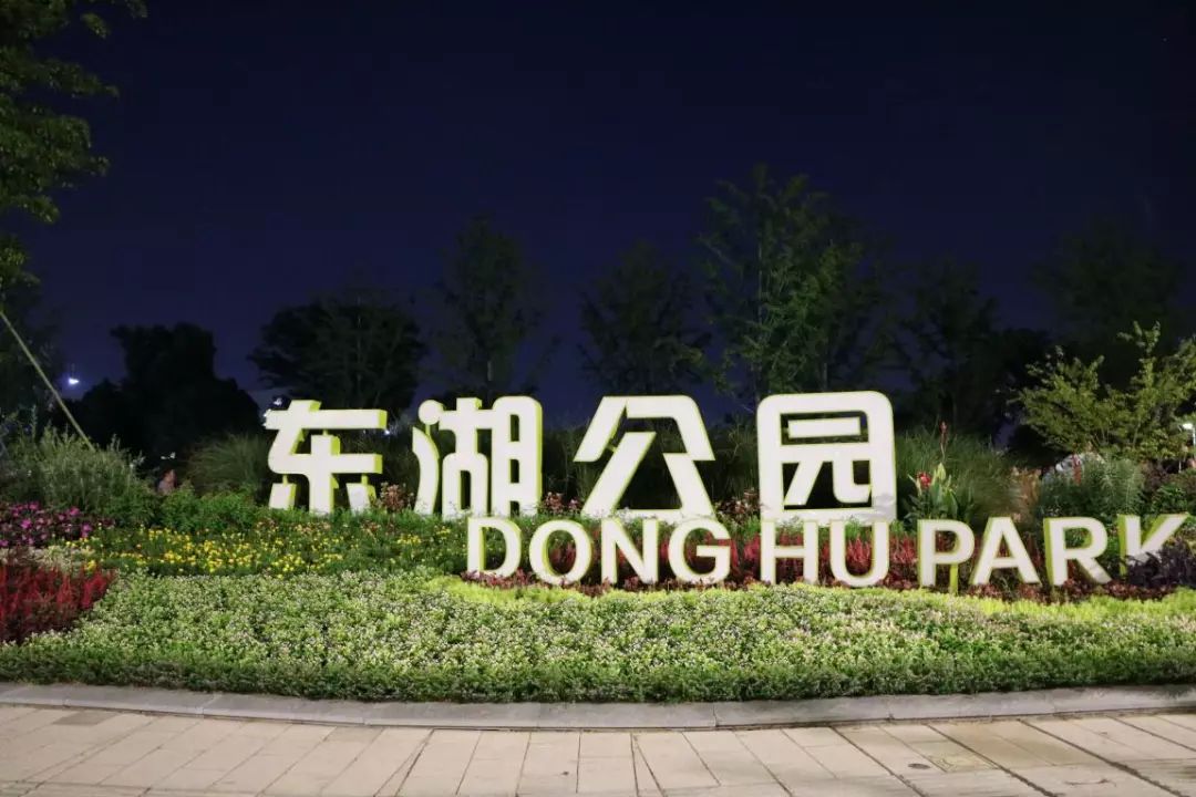 走散步去临平东湖公园夜景美如画