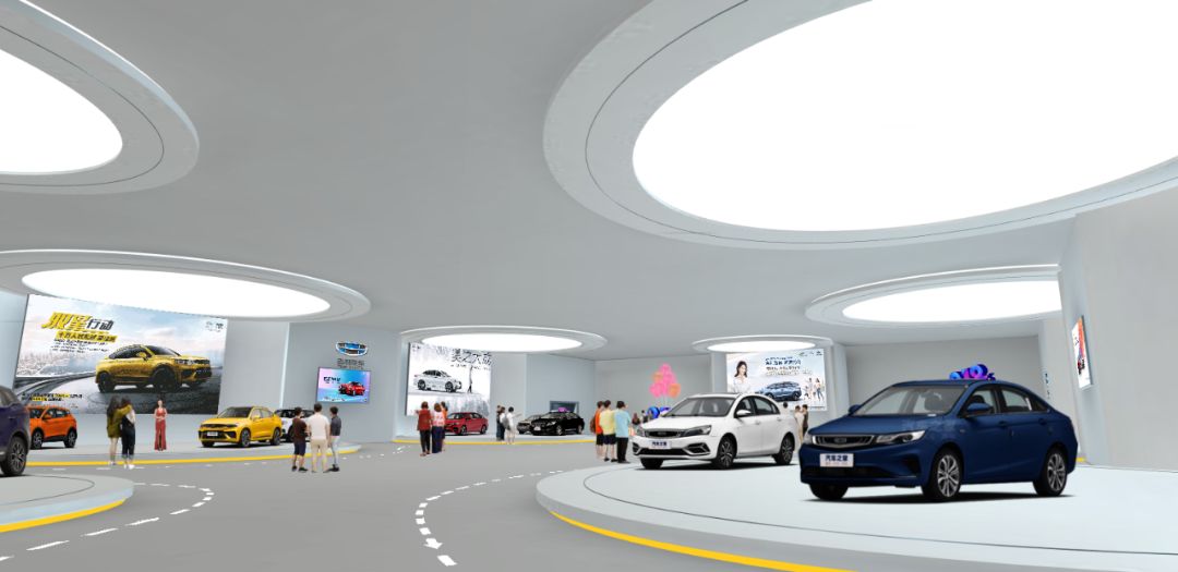 建设,运用精细的建模对展厅进行真实视觉还原,营造真实可感的车展空间