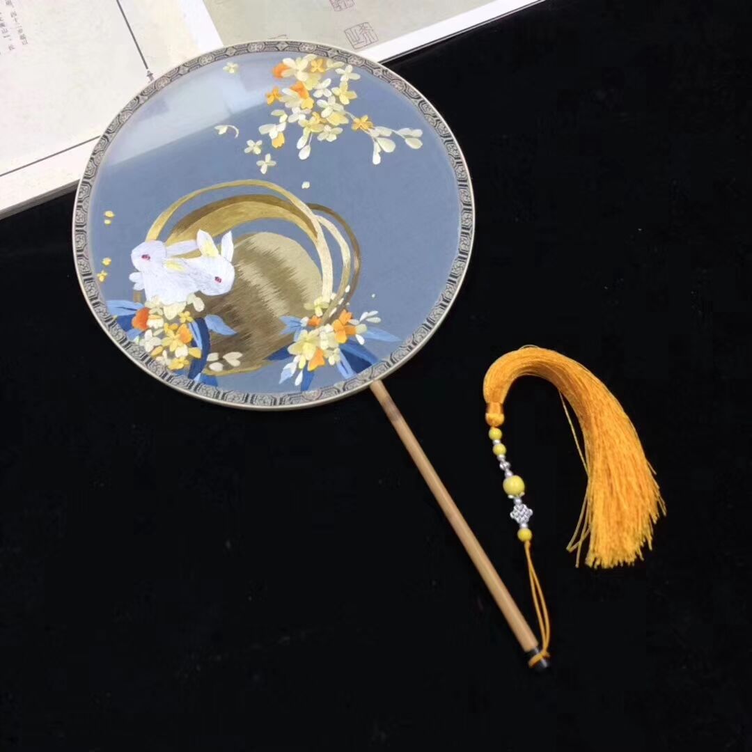 月兔套装 刺绣包包搭配双面绣美扇 m