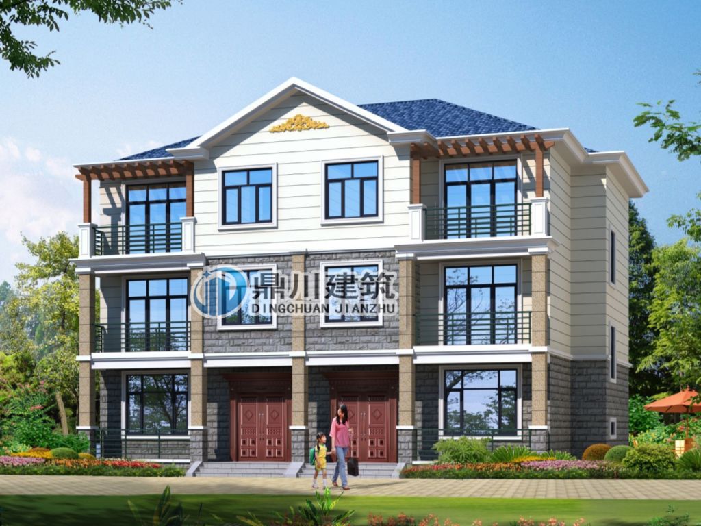 开间18米三层双拼别墅,简单实用型,建起来省时省力两家人都满意!