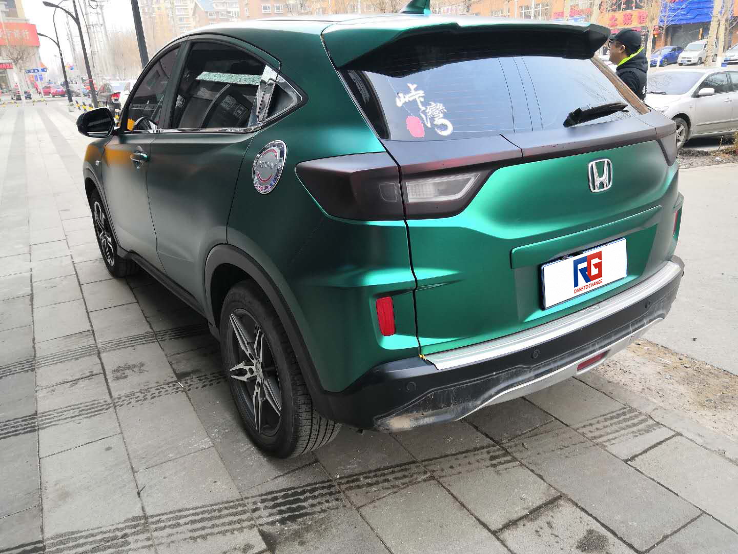 本田xrv车身改色电光祖母绿rg瑞集改色膜总店出品