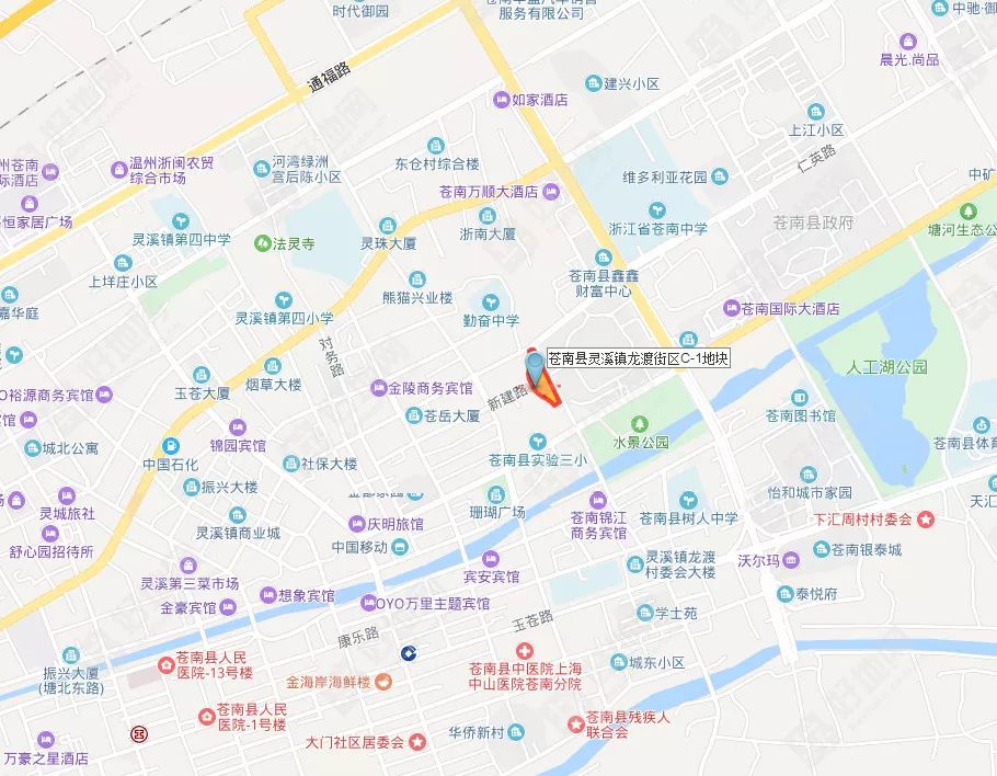 苍南县灵溪镇龙渡街区c-1地块,位于仁英路以南,龙渡路以西,人民大道以