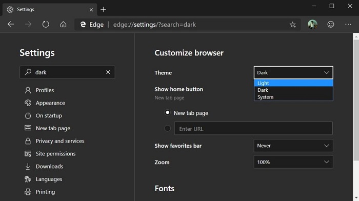 Chromium Edge迎来Win10黑暗模式改进